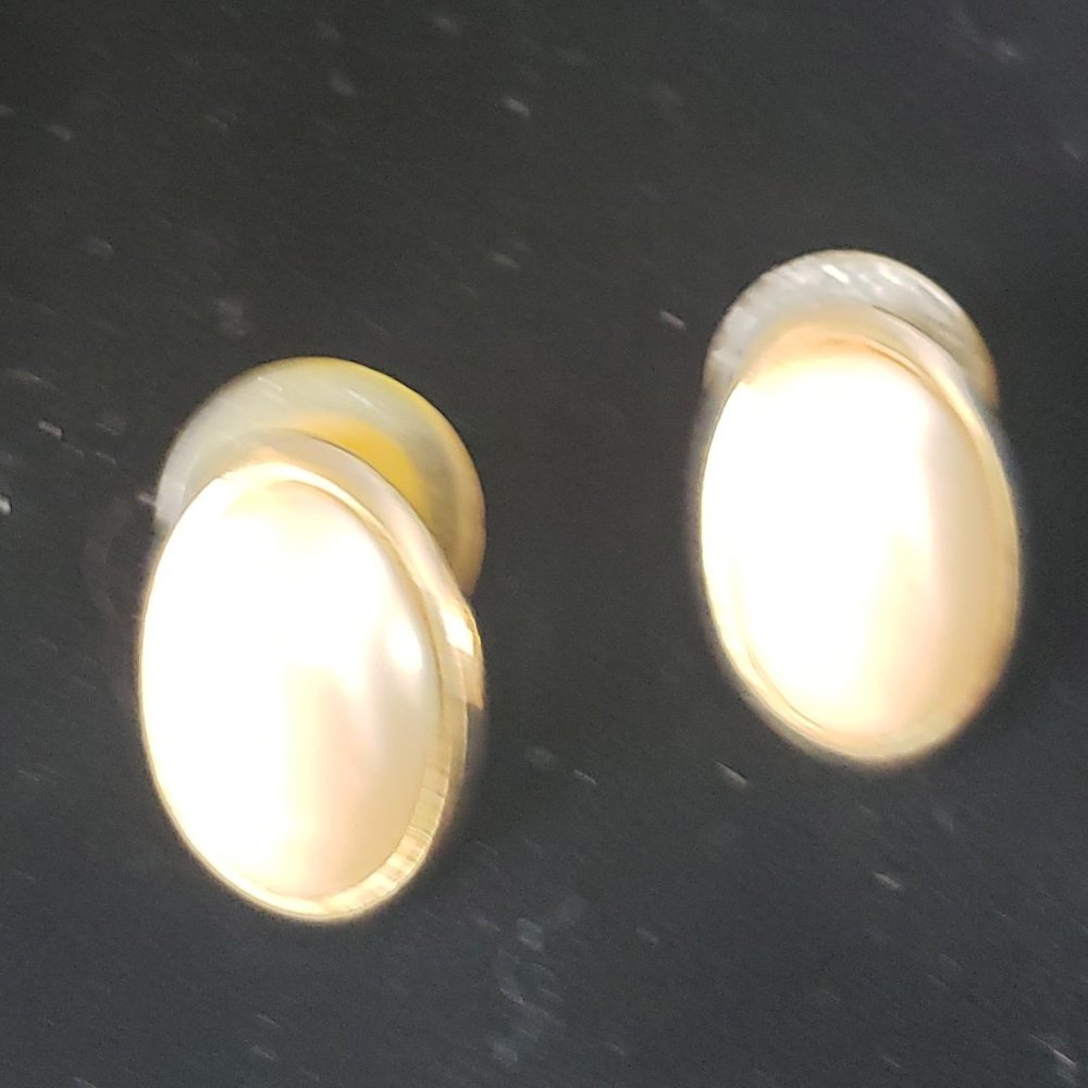 Vintage Gold Tone Faux Pearl Stud Earrings